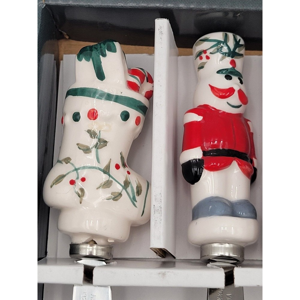 Pfaltzgraff Winterberry Christmas Snowman Santa Spreaders Set of 4 in box - Picture 2 of 8